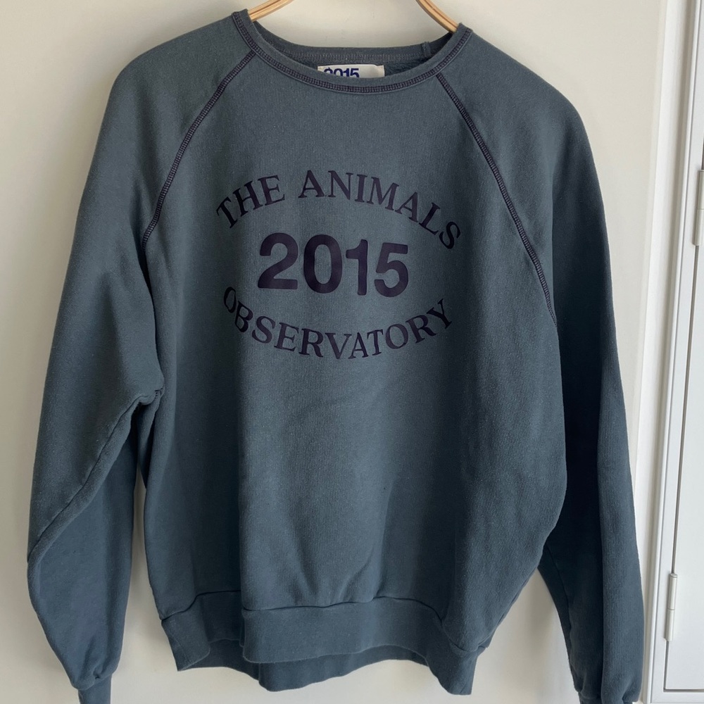 THE ANIMALS OBSERVATORY 2015 Adult Shark L/S Sweatshirt Grey w/ Purple Print M